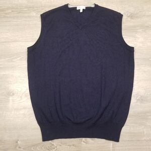 Peter Millar Merino Wool Silk Blend Sweater Vest Blue V-Neck Men's Medium Golf